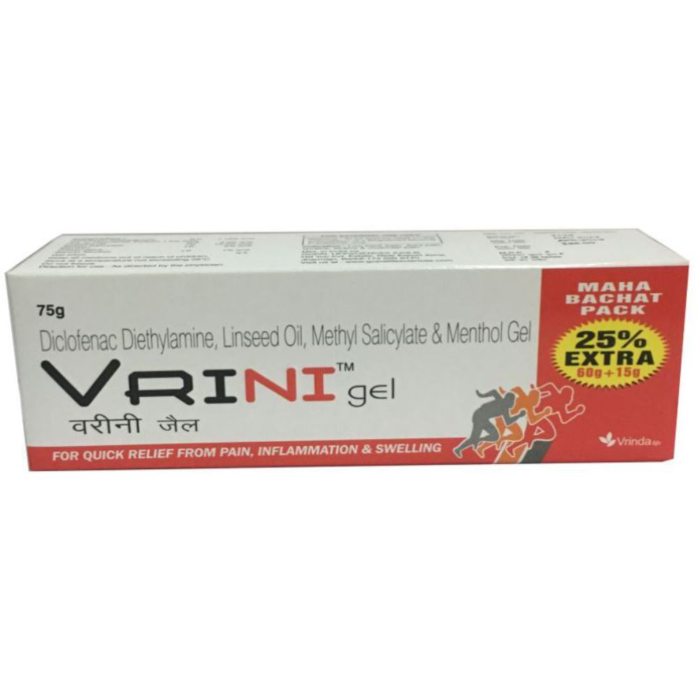 Vrinda Vrini Pain Relief Gel For Men & Women - Fast Pain Relief Gel - Quick Relief From Pain, Inflamation & Swelling (75g)