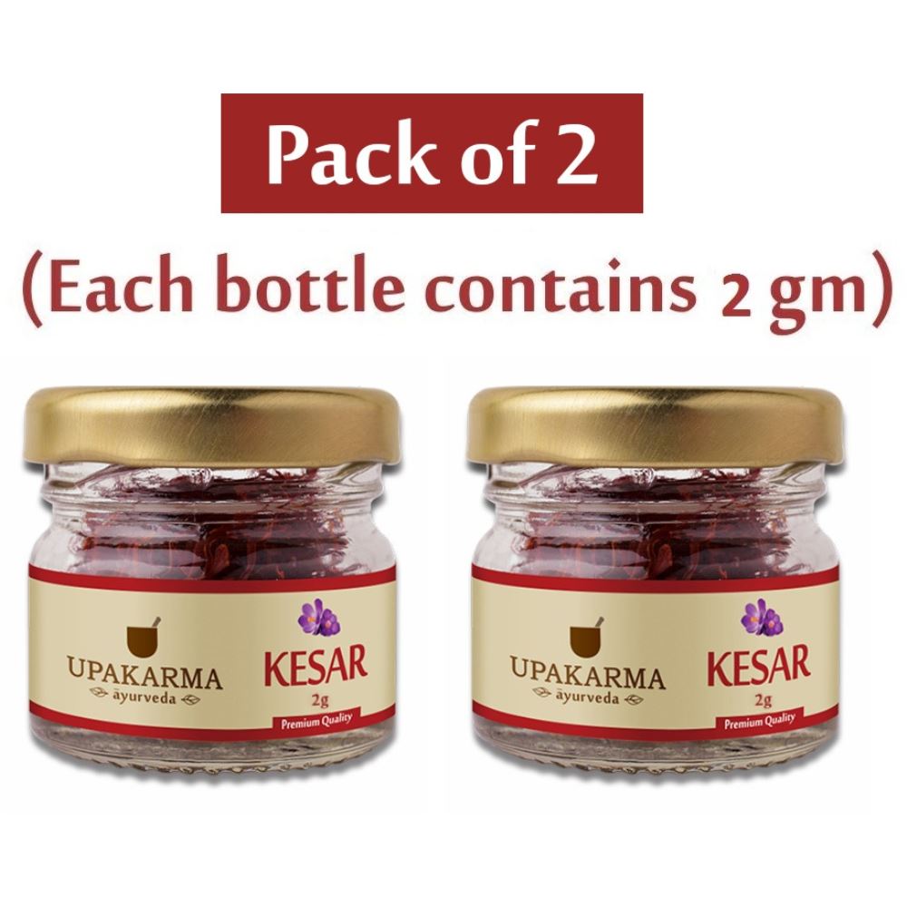 Upakarma Ayurveda Natural, Pure and Finest A++ Grade Kashmiri Kesar / Saffron Threads Mega Pack (2g, Pack of 2)