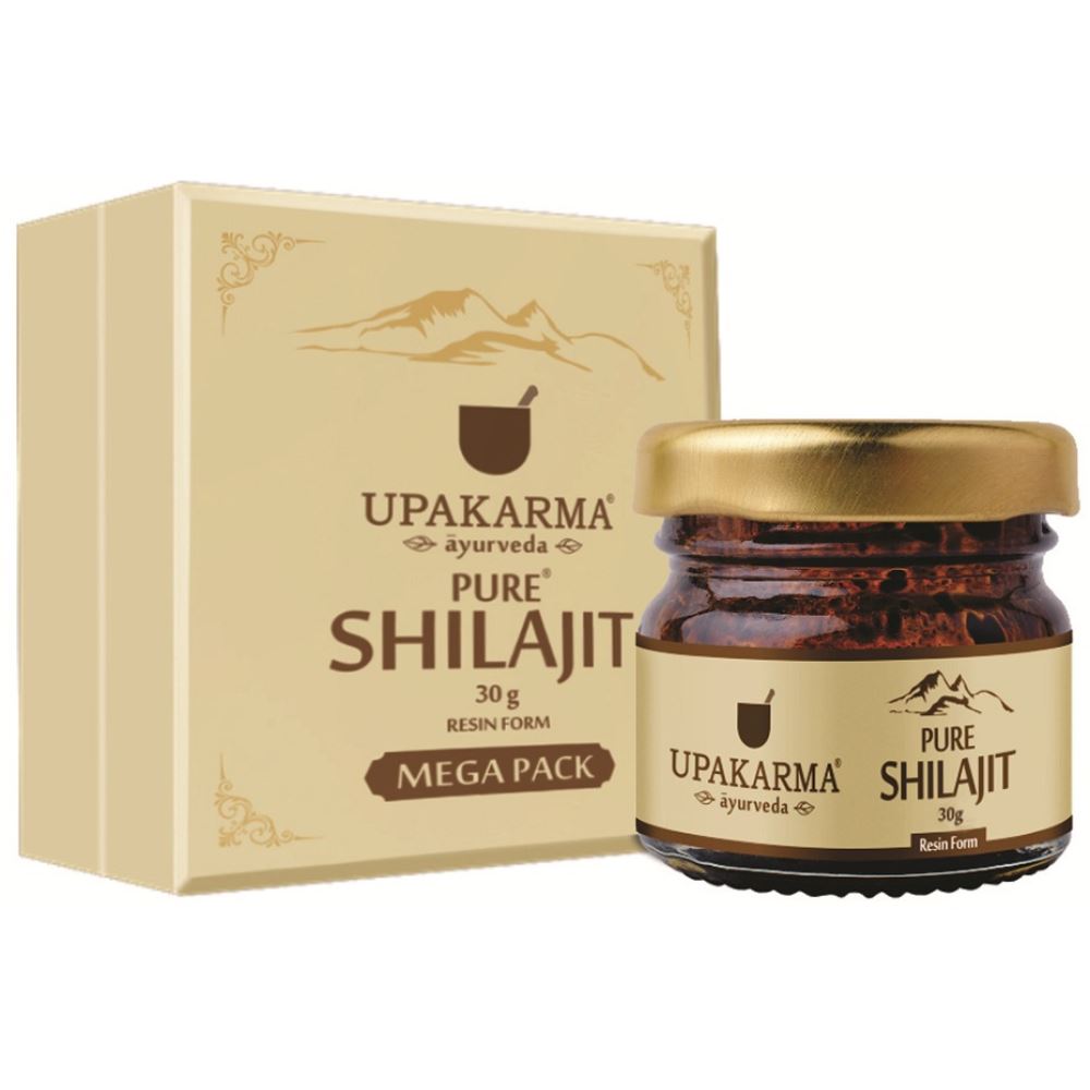 Upakarma Ayurveda Natural & Pure Shilajit / Shilajeet Resin Mega Pack For Strength, Stamina, Power, And Energy (30g)