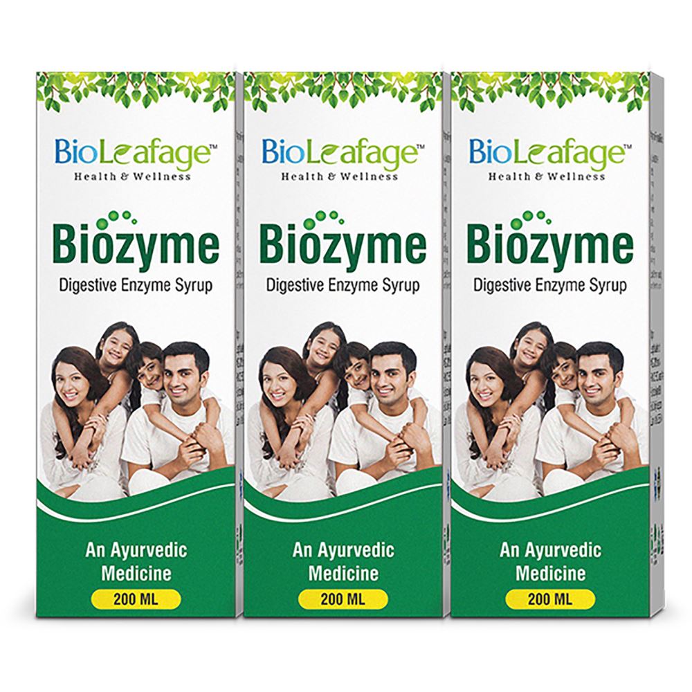Bioleafage Biozyme Digestive Enzyme Syrup (200ml, Pack of 3)