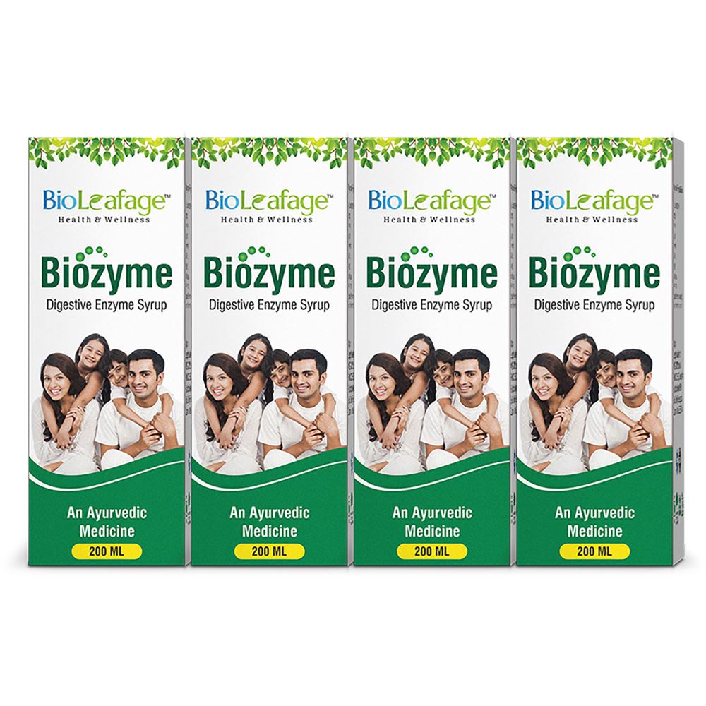 Bioleafage Biozyme Digestive Enzyme Syrup (200ml, Pack of 4)