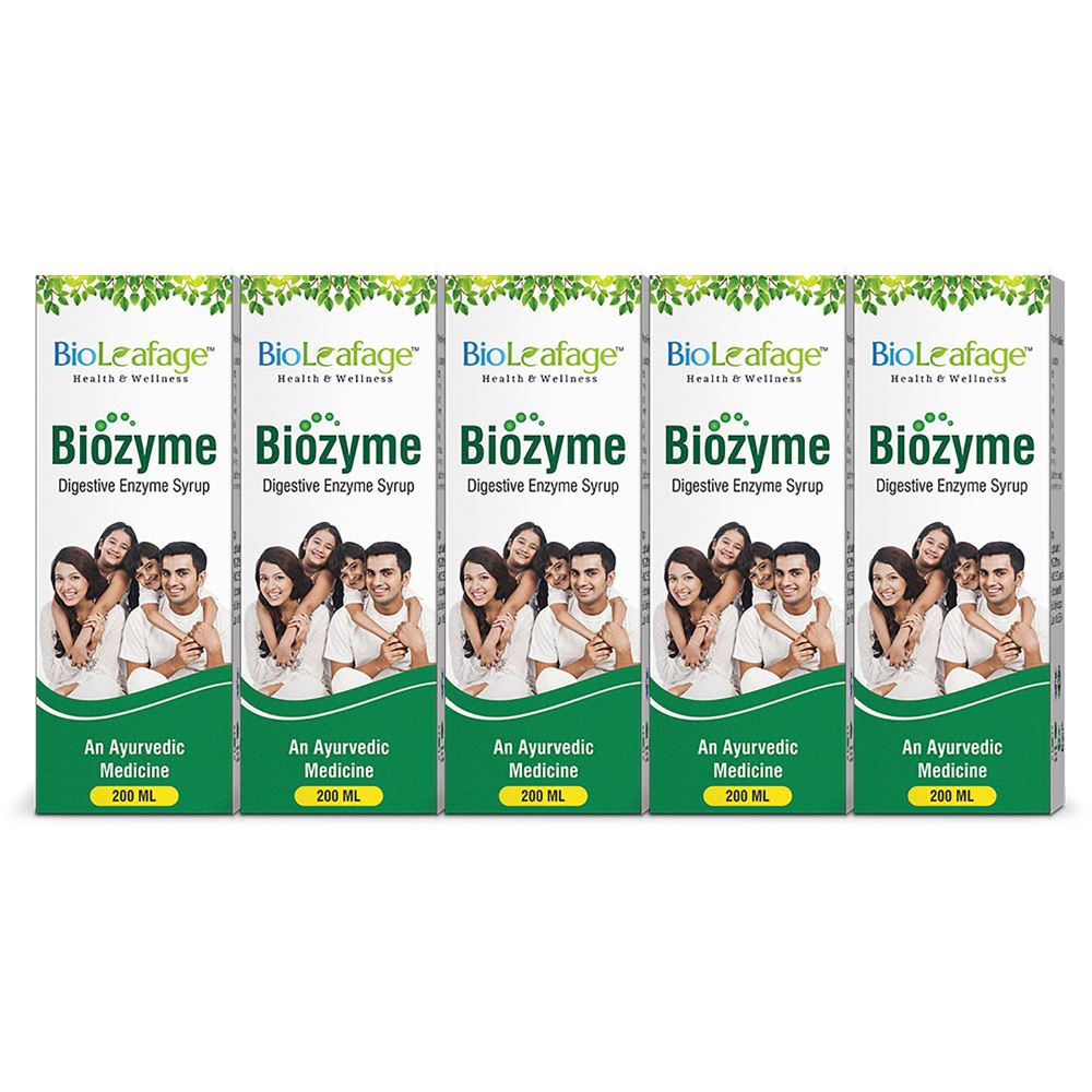Bioleafage Biozyme Digestive Enzyme Syrup (200ml, Pack of 5)
