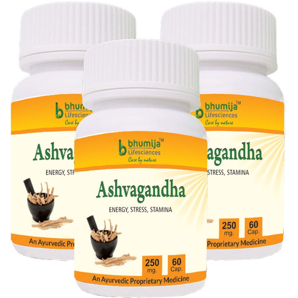 Bhumija Lifesciences Ashvagandha Capsules (60caps, Pack of 3)