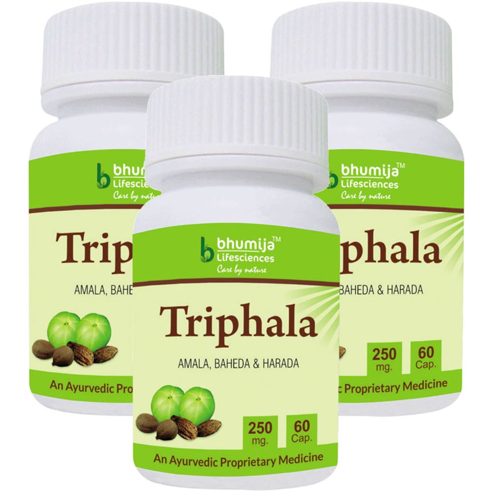 Bhumija Lifesciences Triphala Capsules (Amla, Baheda & Harad) (60caps, Pack of 3)