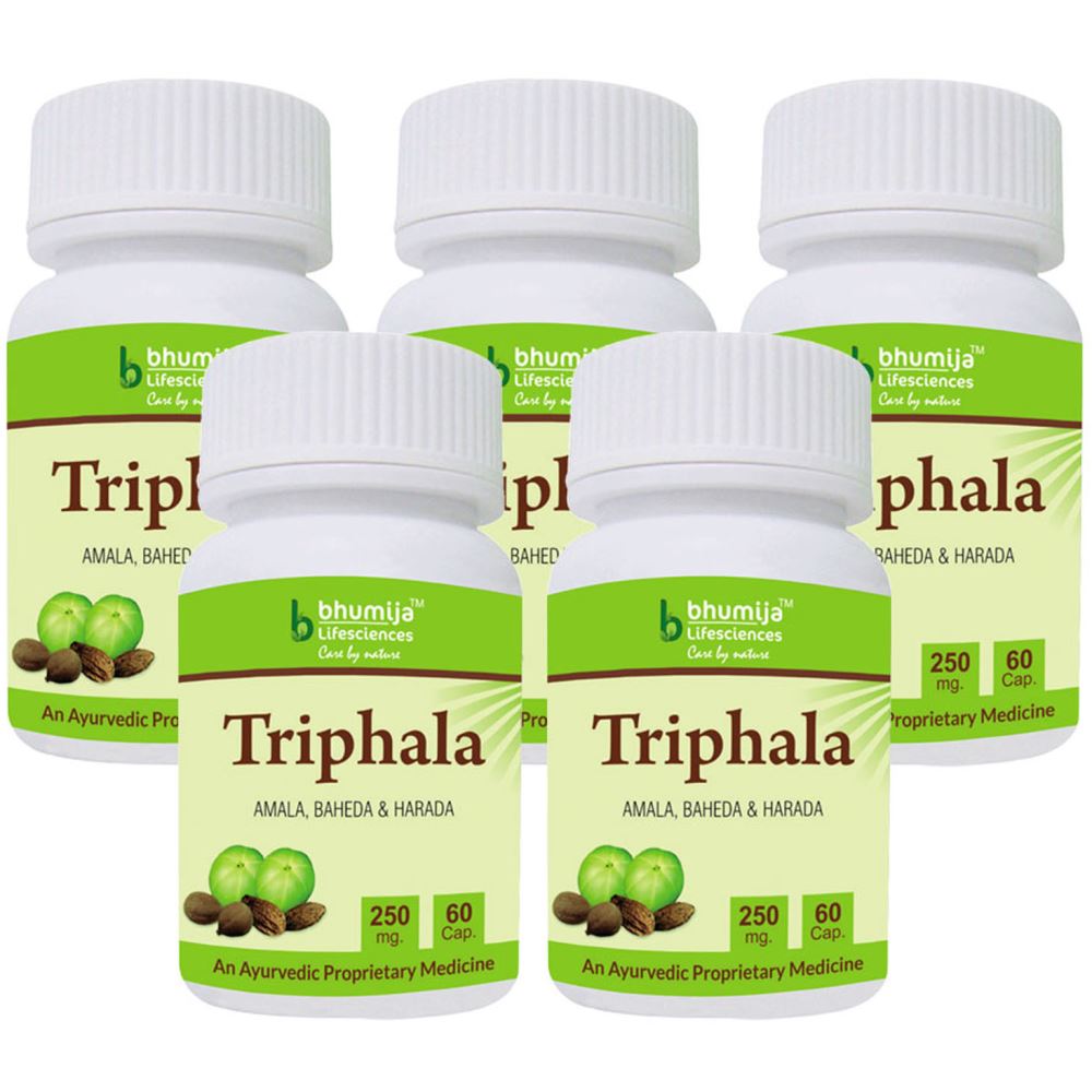 Bhumija Lifesciences Triphala Capsules (Amla, Baheda & Harad) (60caps, Pack of 5)