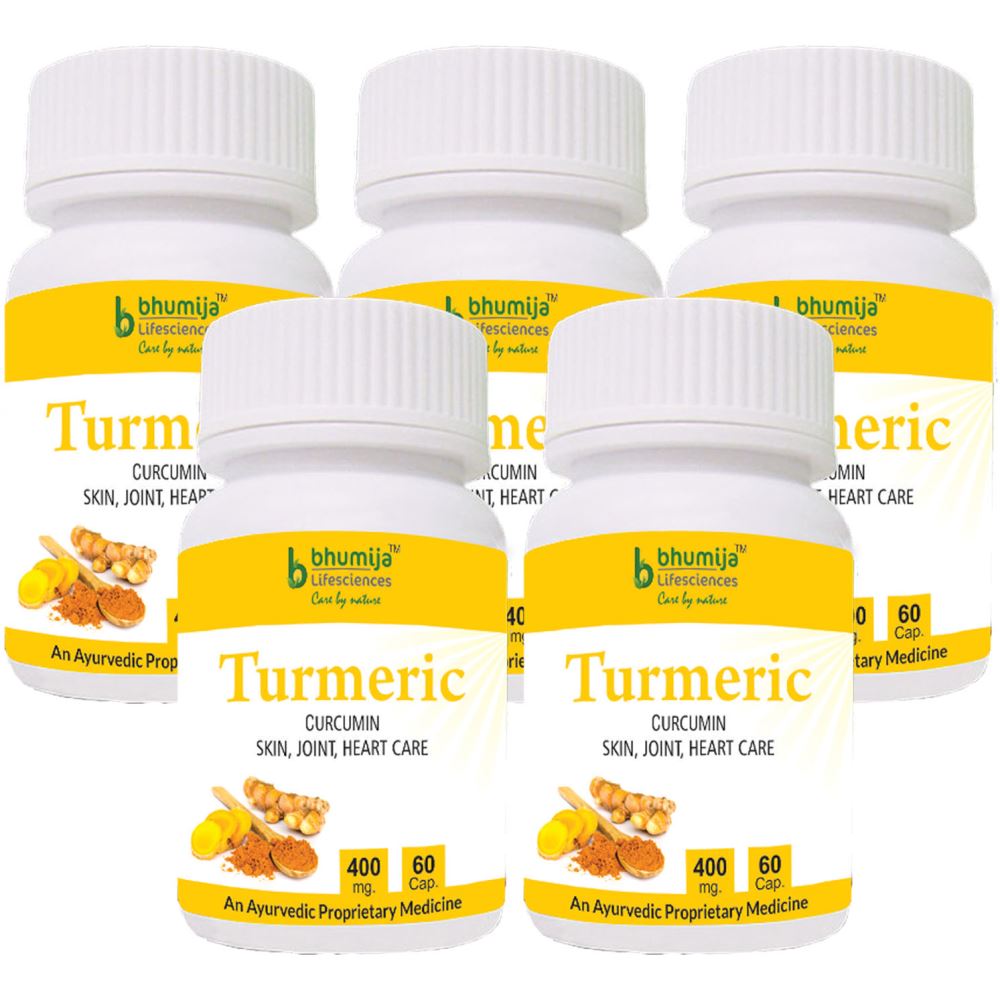 Bhumija Lifesciences Turmeric Capsules (60caps, Pack of 5)