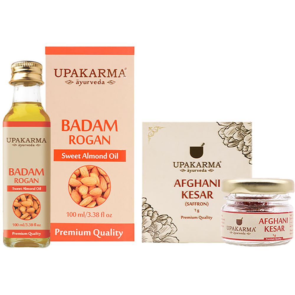 Upakarma Ayurveda Combo Pack Of 1G Afghani Kesar & 100Ml Badam Rogan Oil (2pcs)