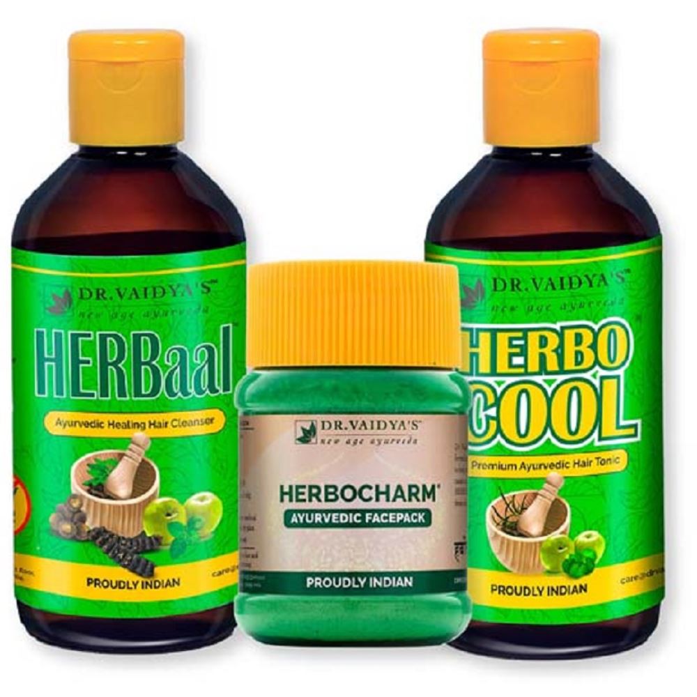 Dr. Vaidyas Natural Beauty Pack | Herbocharm ( 50 Gm) & Herbaal ( 200Ml) & Herbocool (200Ml) Pack (1Pack)