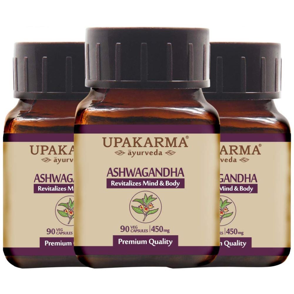 Upakarma Ayurveda Ashwagandha Capsule For Strength, Stamina And Power (90caps, Pack of 3)