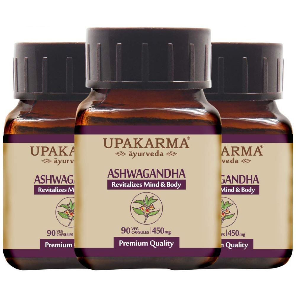 Upakarma Ayurveda Ashwagandha Capsule For Strength, Stamina And Power (90caps, Pack of 3) Upakarma Ayurveda Ashwagandha Capsule For Strength, Stamina And Power (90caps, Pack of 3)