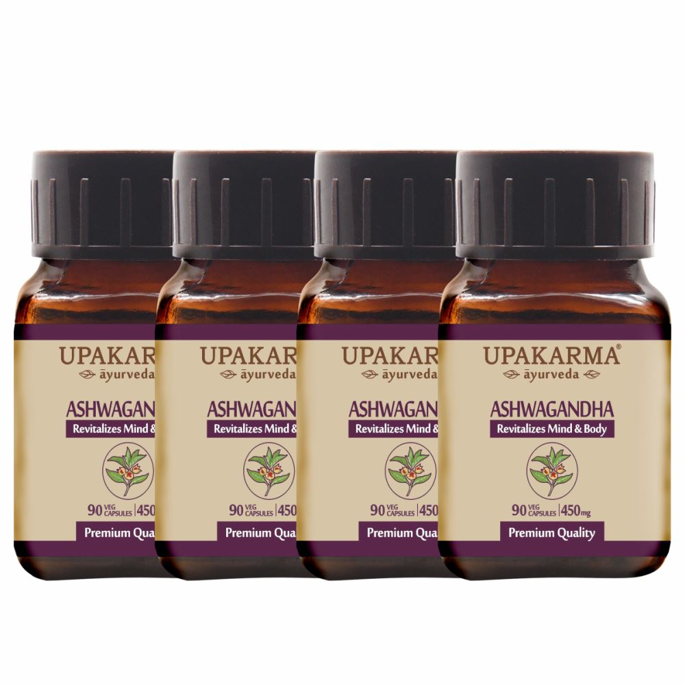 Upakarma Ayurveda Ashwagandha Capsule For Strength, Stamina And Power (90caps, Pack of 4) Upakarma Ayurveda Ashwagandha Capsule For Strength, Stamina And Power (90caps, Pack of 4)