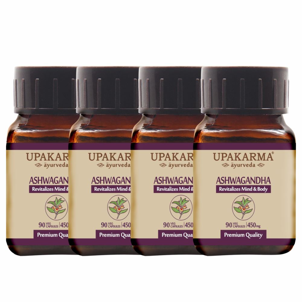 Upakarma Ayurveda Ashwagandha Capsule For Strength, Stamina And Power (90caps, Pack of 4)