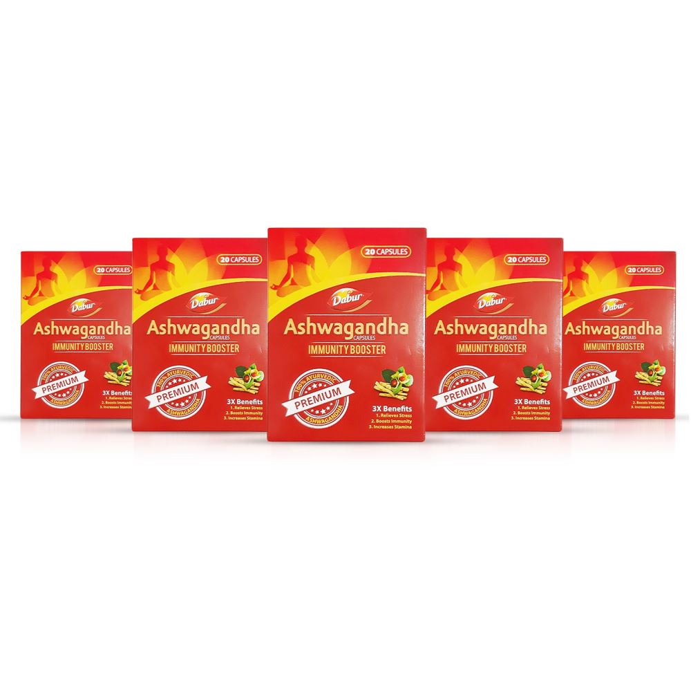 Dabur Ashwagandha Capsules Immunity Booster (20caps, Pack of 5)