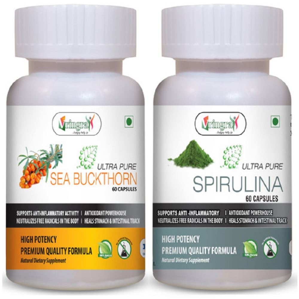 Vringra Sea Buckthorn Capsules - Spirulina Capsules - Immunity Booster (Combo Pack) (1Pack)
