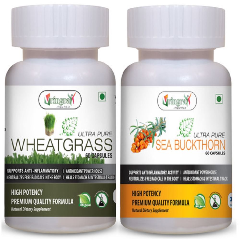 Vringra Sea Buckthorn Capsules With Wheatgrass Powder Capsules - Immunity Booster Capsules (Combo Pack) (1Pack, Pack of 2)