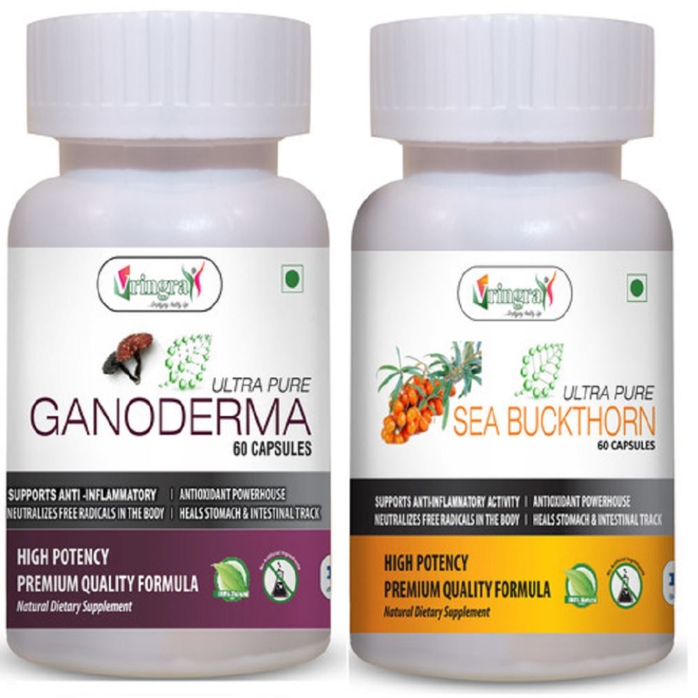 Vringra Ganoderma Capsules & Sea Buckthorn Capsules - Immunity Booster - Health Supplement (1Pack) Vringra Ganoderma Capsules & Sea Buckthorn Capsules - Immunity Booster - Health Supplement (1Pack)