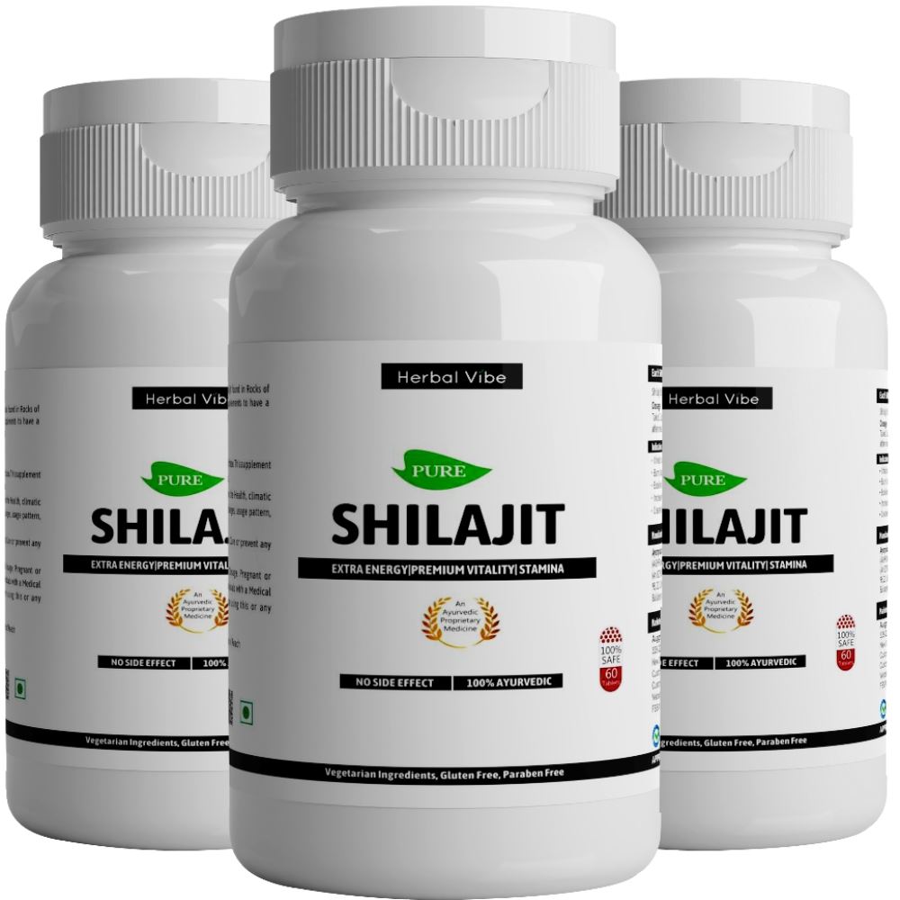 Herbal Vibe Pure Shilajit Capsules (60caps, Pack of 3)