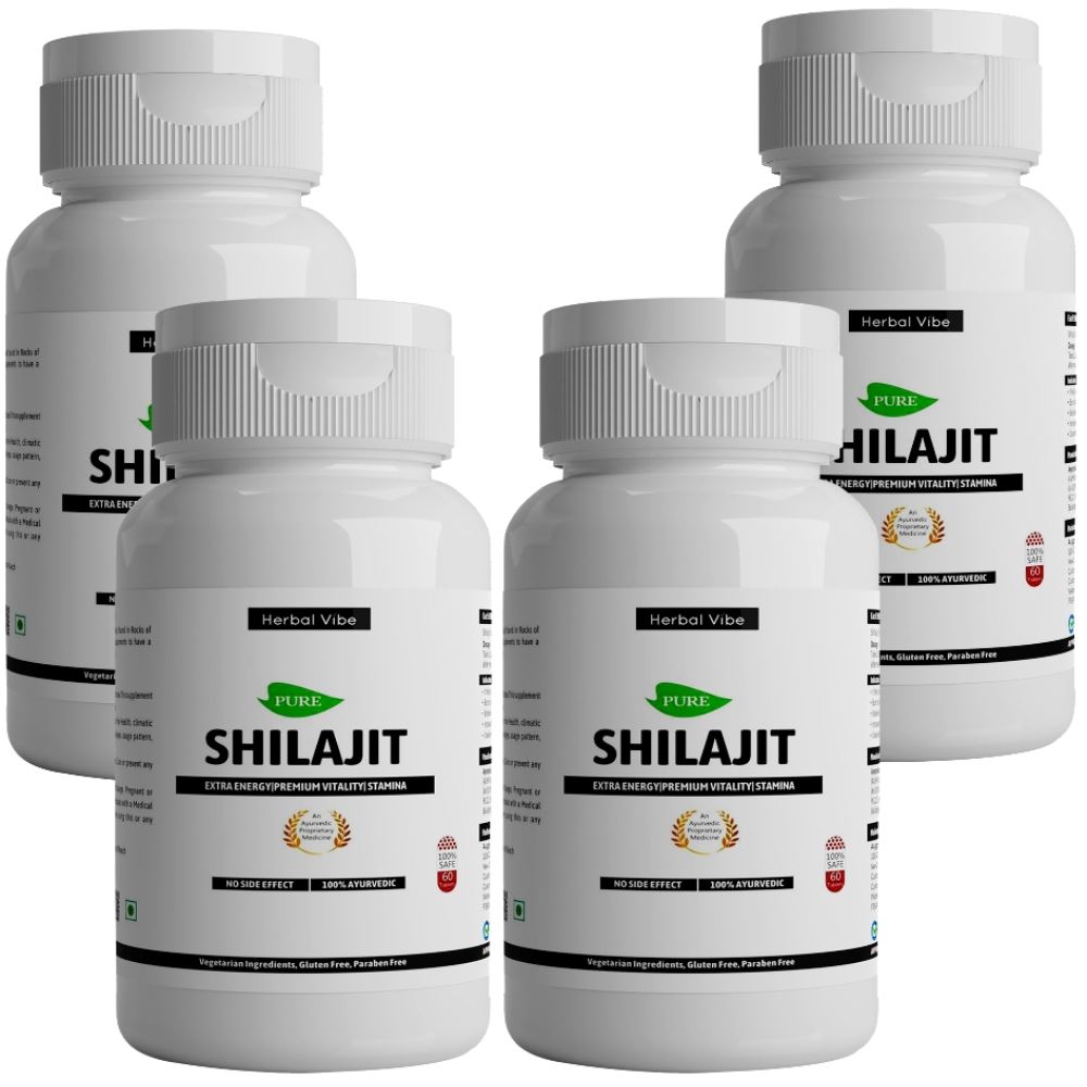 Herbal Vibe Pure Shilajit Capsules (60caps, Pack of 4)