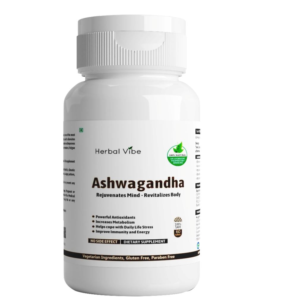 Herbal Vibe Ashwagandha Capsules For Immunity And Stamina (60caps)