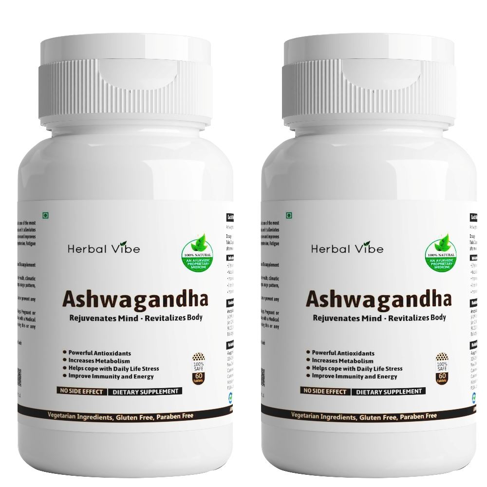 Herbal Vibe Ashwagandha Capsules For Immunity And Stamina (60caps, Pack of 2) Herbal Vibe Ashwagandha Capsules For Immunity And Stamina (60caps, Pack of 2)
