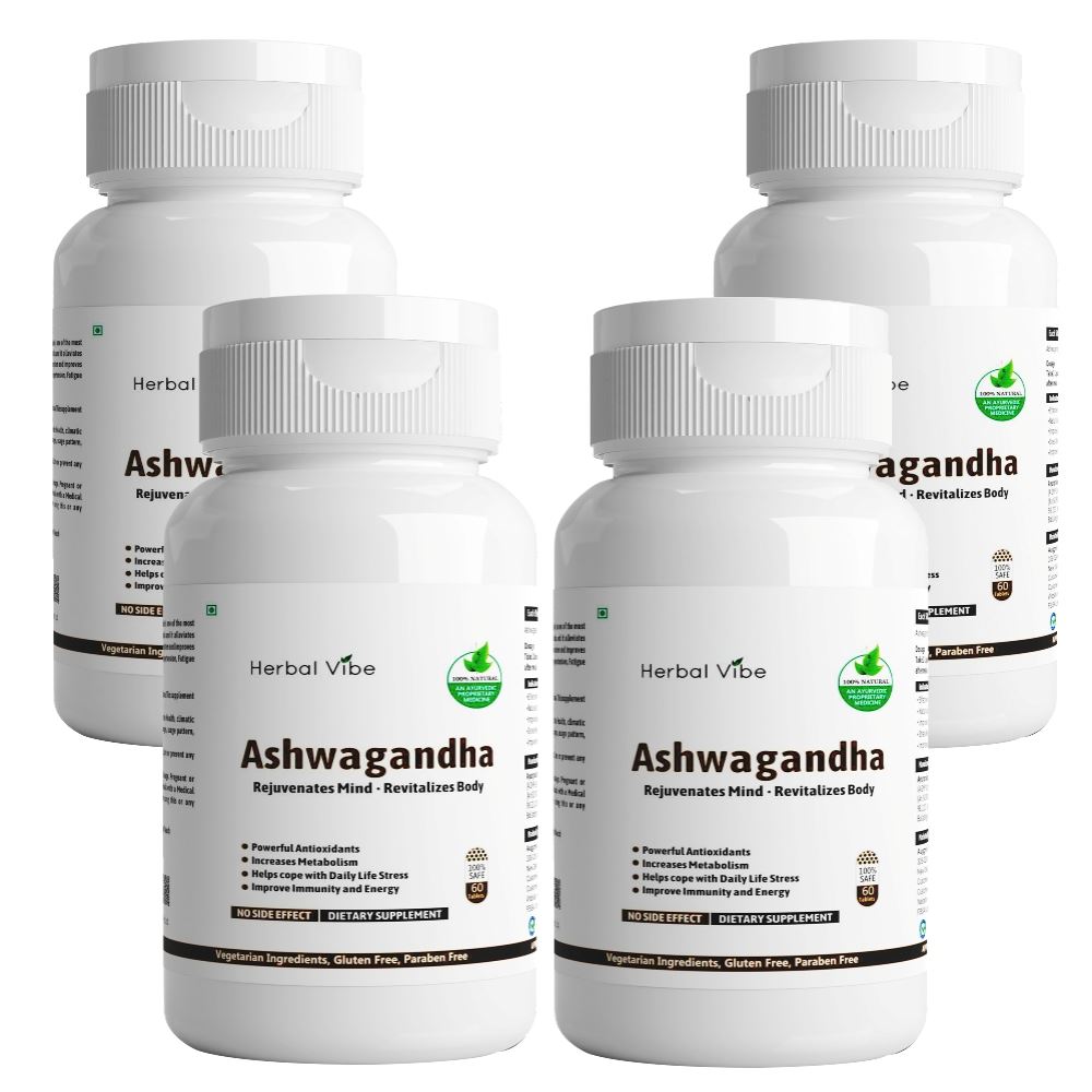 Herbal Vibe Ashwagandha Capsules For Immunity And Stamina (60caps, Pack of 4) Herbal Vibe Ashwagandha Capsules For Immunity And Stamina (60caps, Pack of 4)