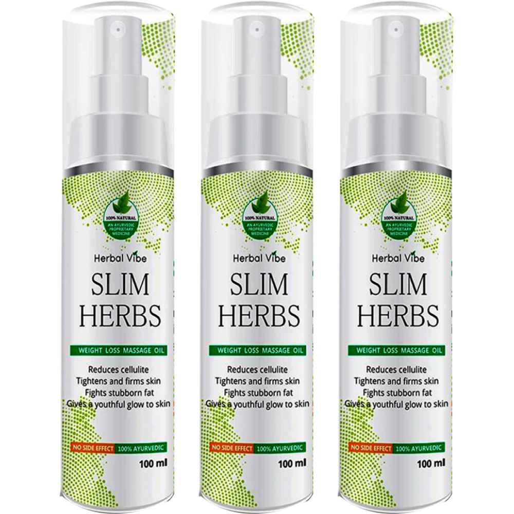 Herbal Vibe Weight Loss Massage Oil Slim Herbs (100ml, Pack of 3)