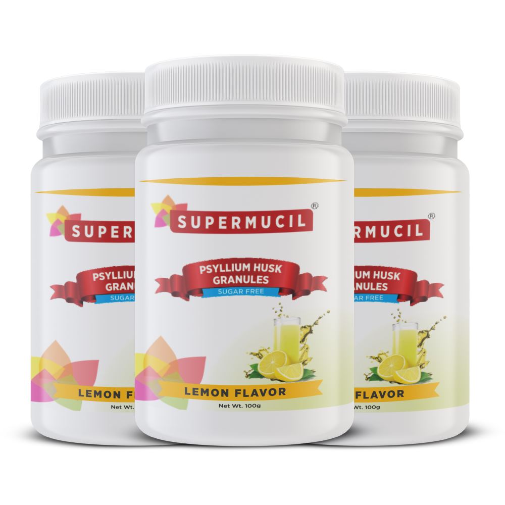 Supermucil Psyllium Husk Granules Lemon Flavor Sugar Free (100g, Pack of 3)