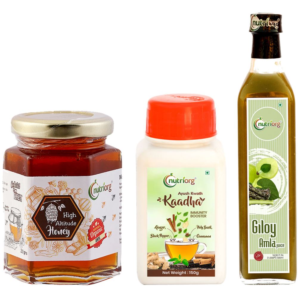 Nutriorg Ayush Kwath Kaadha & Giloy Amla Juice With Certified Organic High Altitude Honey Combo Pack (1Pack) Nutriorg Ayush Kwath Kaadha & Giloy Amla Juice With Certified Organic High Altitude Honey Combo Pack (1Pack)