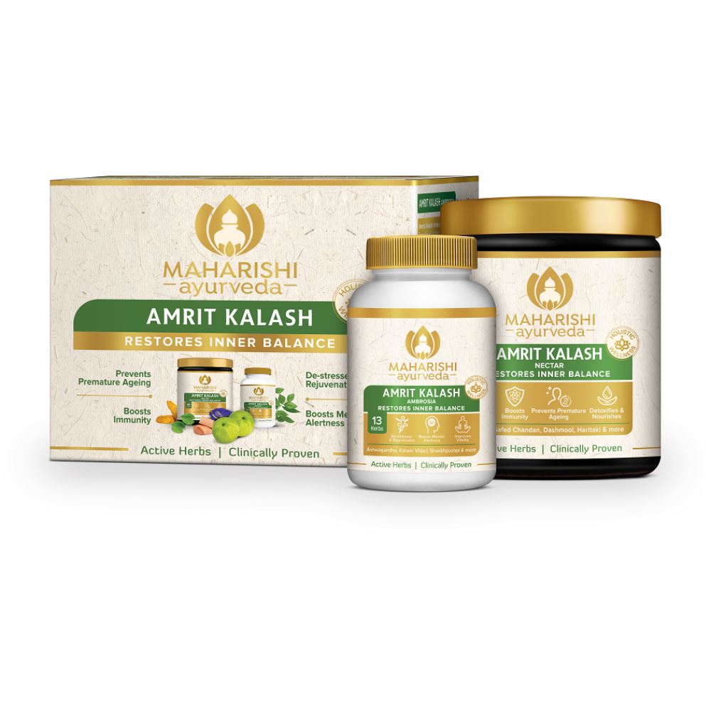 Maharishi Ayurveda Amrit Kalash Dual Pack Of 4 & 5 (Sugar Free Tablets) ( 60 Tablets Ambrosia & 600 Gm Nector ) (1Pack) Maharishi Ayurveda Amrit Kalash Dual Pack Of 4 & 5 (Sugar Free Tablets) ( 60 Tablets Ambrosia & 600 Gm Nector ) (1Pack)