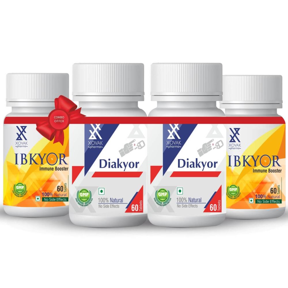 Xovak Pharma Diakyor Tablets (60Tab) + Ibkyor Tablets For Immunity Booster (60Tab) Combo Pack (1Pack, Pack of 2) Xovak Pharma Diakyor Tablets (60Tab) + Ibkyor Tablets For Immunity Booster (60Tab) Combo Pack (1Pack, Pack of 2)