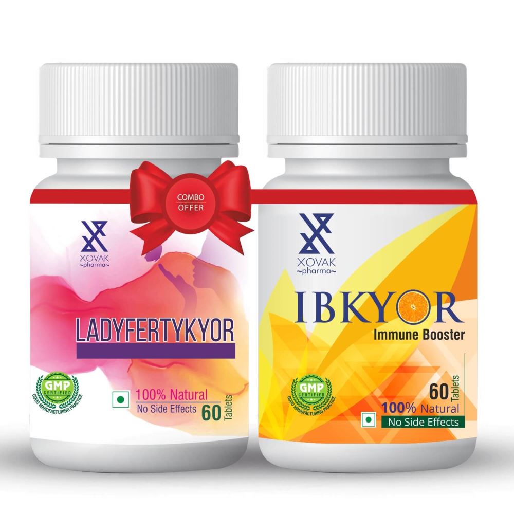 Xovak Pharma Ladyfertykyor Tablets (60Tab) + Ibkyor Tablets For Immunity Booster (60Tab) Combo Pack (1Pack)