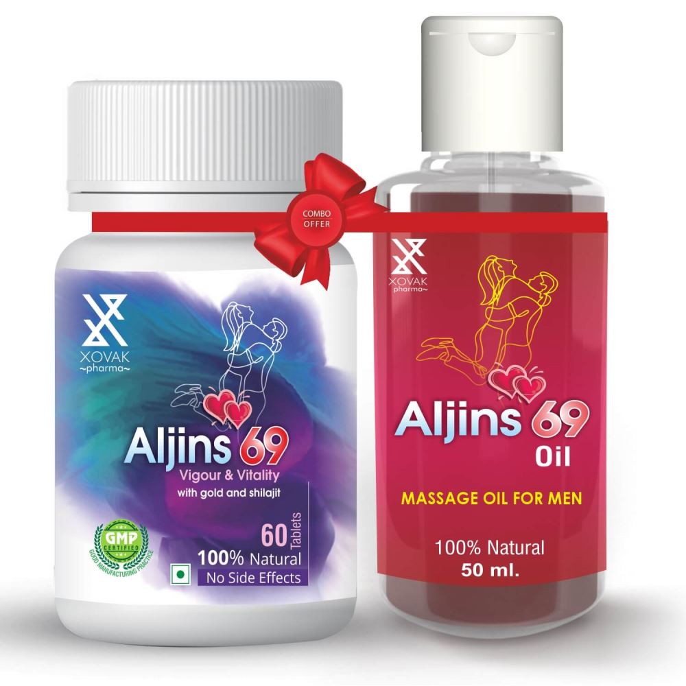 Xovak Pharma Aljins 69 Tablet (60Tab) + Aljins 69 Oil For Enlargement Massage Oil For Men (50Ml) Combo Pack (1Pack)