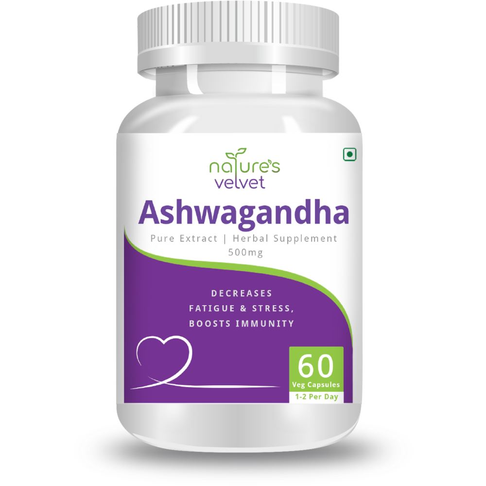 Natures Velvet Ashwagandha Pure Extract 500Mg Veggie Capsules (60caps)
