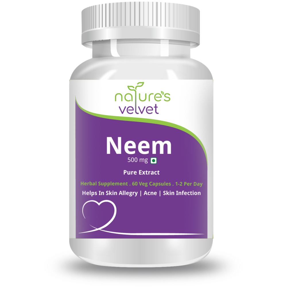 Natures Velvet Neem Pure Extract 500Mg Veggie Capsules (60caps)