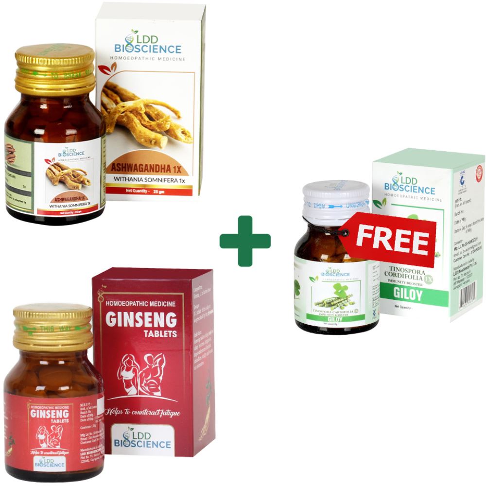 LDD Bioscience Get Free Giloy Tablets with Ashwagandha1x & Ginseng Tablets (1Pack)