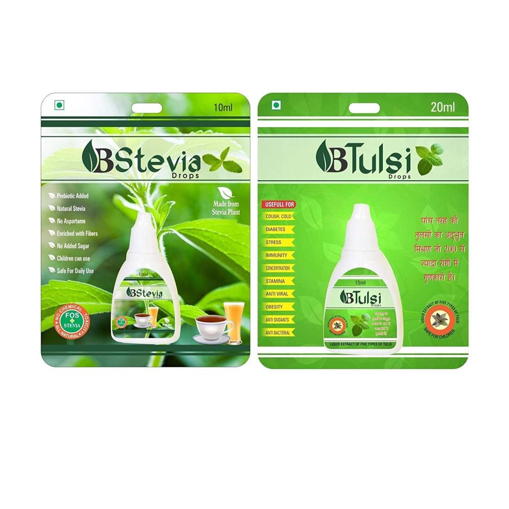 Livebasil Livebasil Stevia Liquid & Tulsi Drops - Sugarfree Stevia Drops - Panch Tulsi Ras Combo (1Pack)