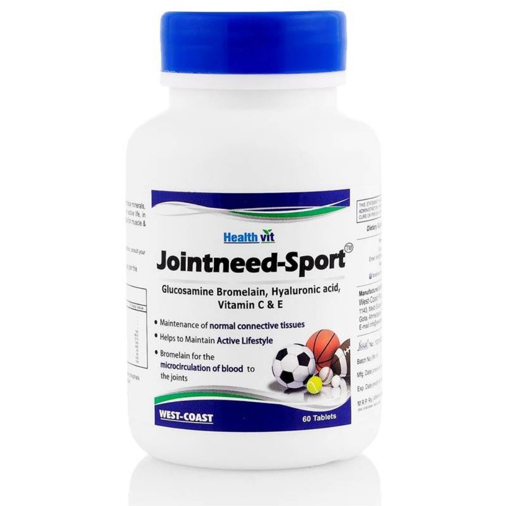 Healthvit Jointneed-Sport Glucosamine, Bromelain, Hyaluronic Acid, Ginger, Vitamin C And E (60tab)