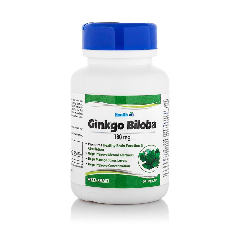 Healthvit Ginkgo Biloba (Supports Memory, Focus & Clarity) - 180Mg (60caps)