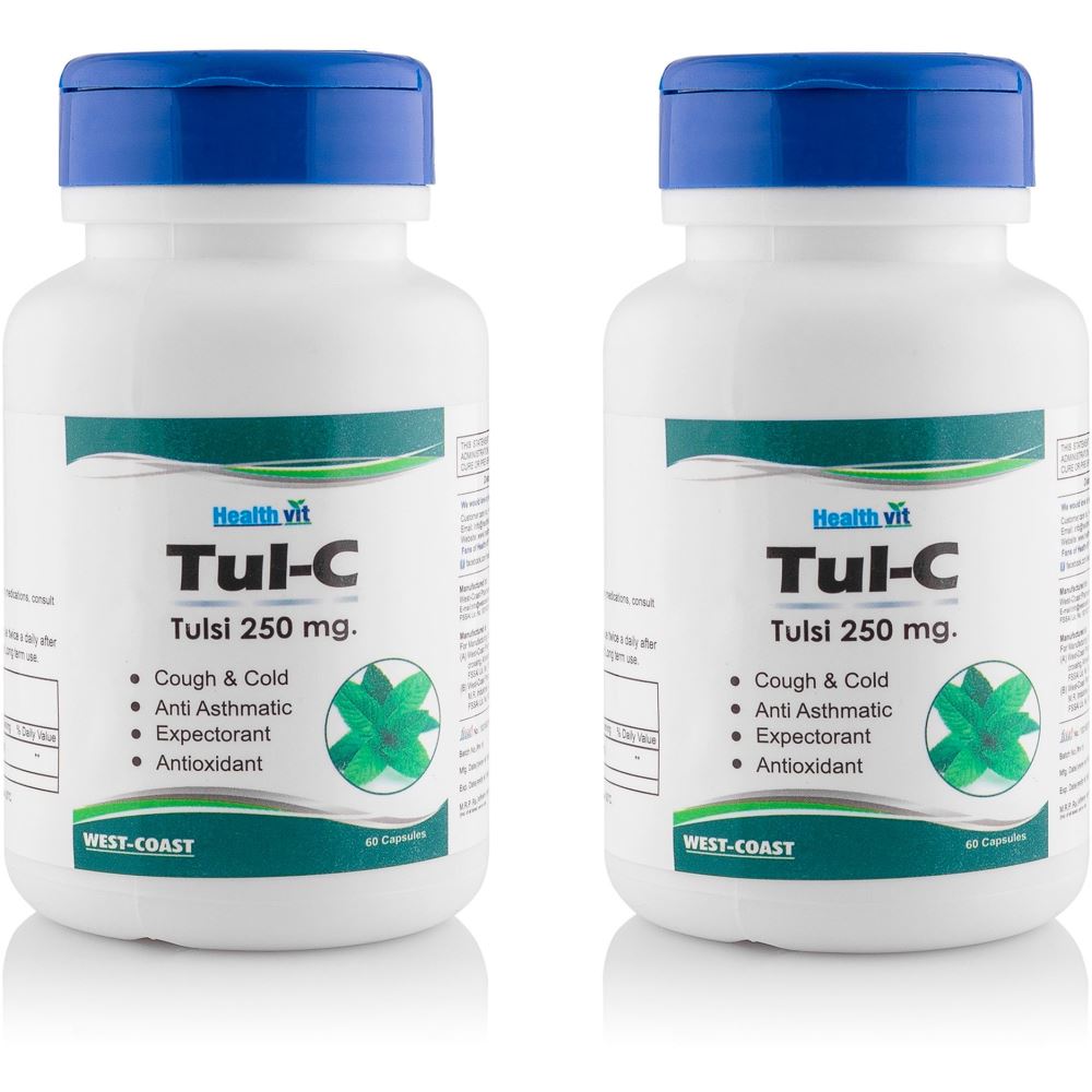 Healthvit Tul-C Tulsi Powder 250Mg (60caps, Pack of 2)
