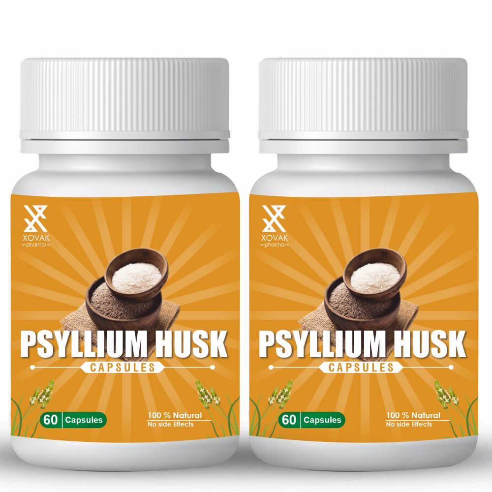 Xovak Pharma Natural & Herbal Psyllium Husk Capsules (60caps, Pack of 2)