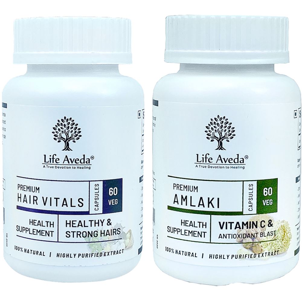 Life Aveda Hair Vitals & Amlaki Capsules Combo (1Pack)