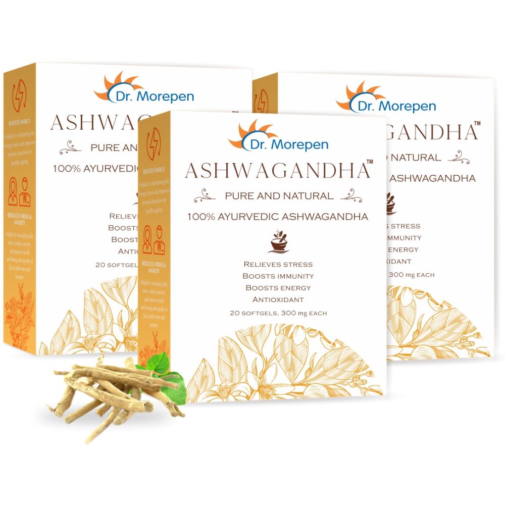 Dr. Morepen Natural & Pure Ashwagandha Capsules (20caps, Pack of 3)