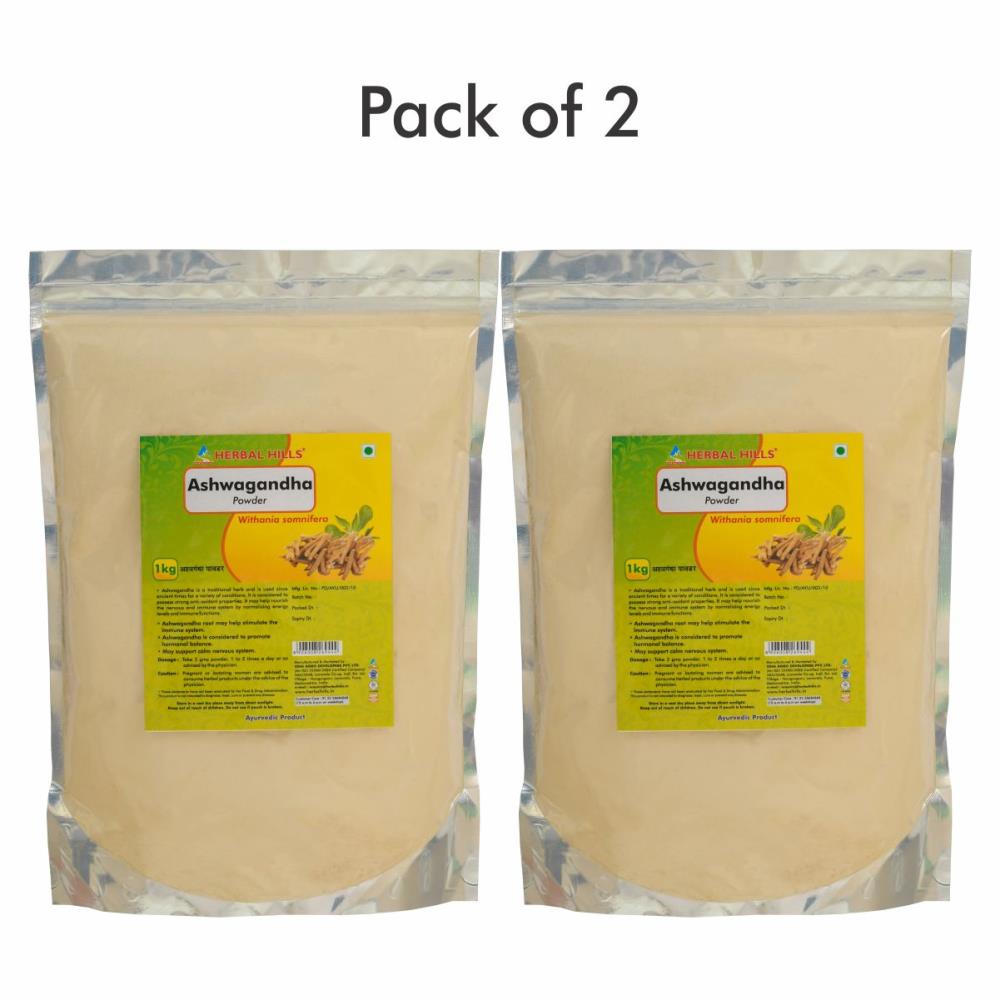 Herbal Hills Ashwagandha Powder (1kg, Pack of 2)