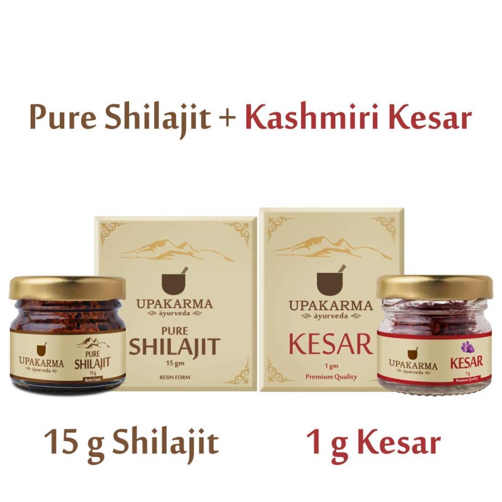 Upakarma Ayurveda Natural & Pure Resin Raw Shilajeet With Kesar (1Pack)