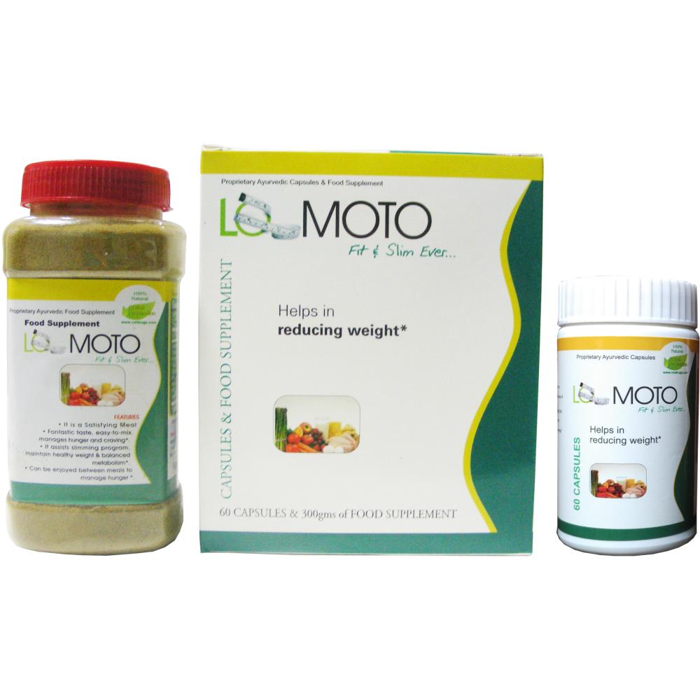 VXL Ayurvedic Lo Moto Weight Loss 60 Capsules & 300g Food Supplement (1Pack)