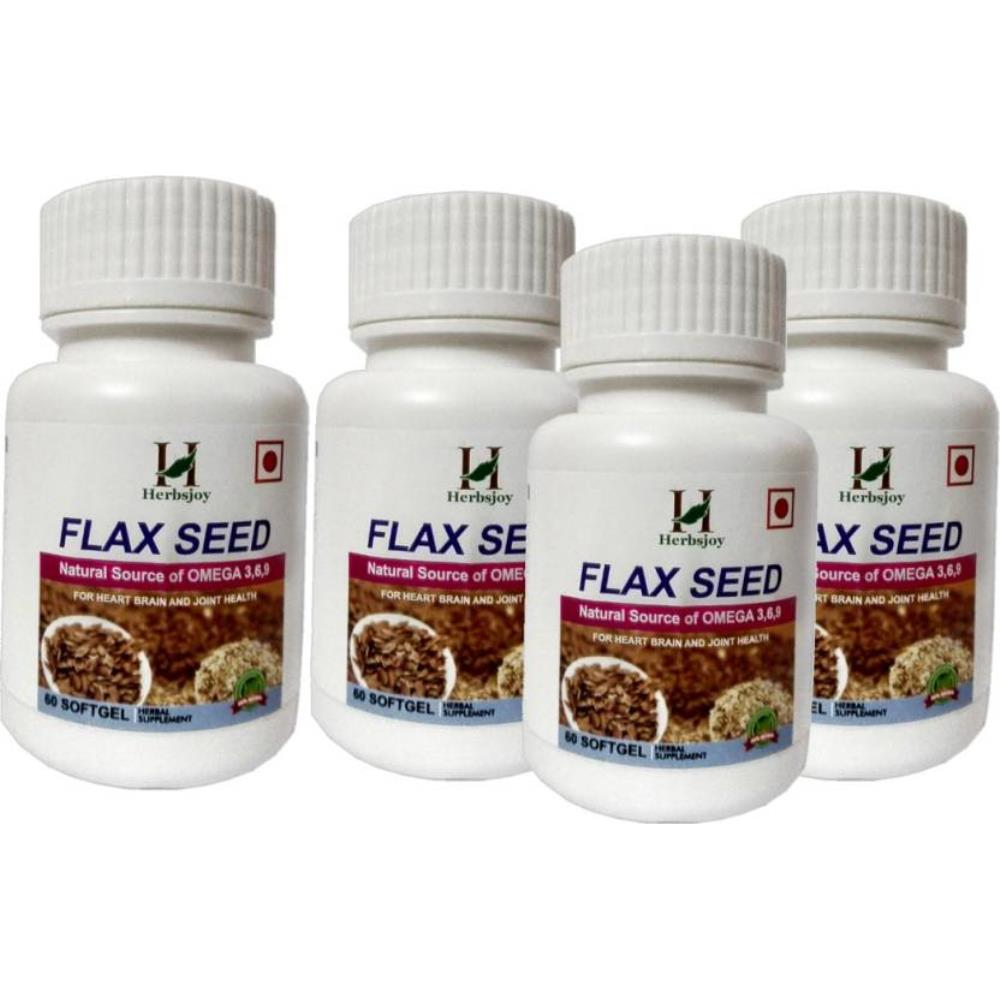 Herbsjoy Flaxseed Oil Capsules 500Mg (60Soft Gels, Pack of 4)