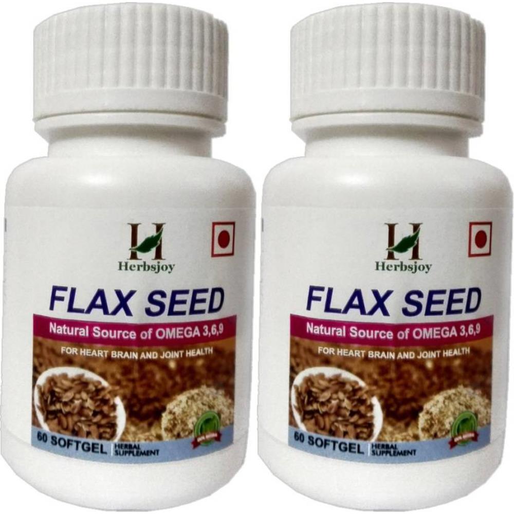 Herbsjoy Flaxseed Oil Capsules 500Mg (60Soft Gels, Pack of 2)