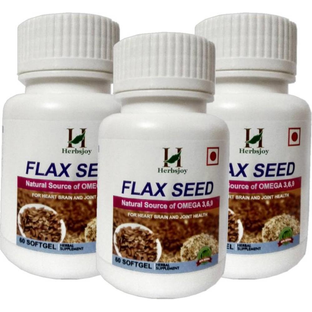 Herbsjoy Flaxseed Oil Capsules 500Mg (60Soft Gels, Pack of 3)