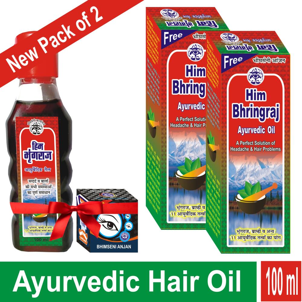 Bhimseni Him Bhringraj Ayurvedic Hair Oil (100ml, Pack of 2)