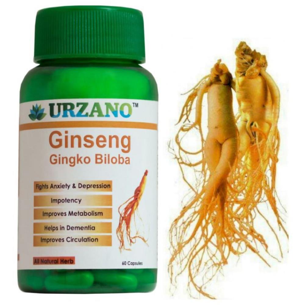 Urzano Ginseng Natural(100Mg) + Ginkgo Biloba(40Mg) Capsule (60caps)